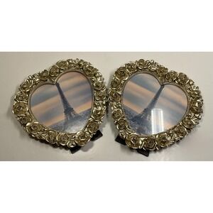 Ashland French Chateau Gold Rose Heart Picture Frames Set of 2 4.75x4.75 Photo